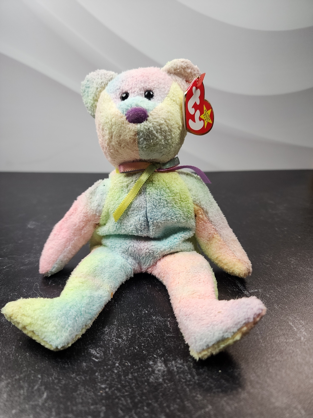 🌈 Ty Beanie Baby Groovy the Bear — 1999 — Pastel Tie-Dye — With Tag